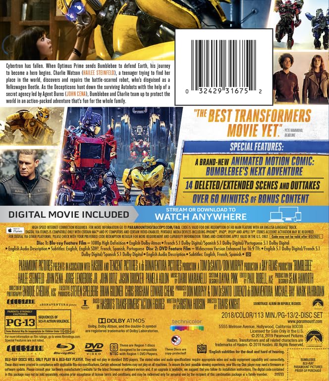 Bumblebee (Blu-ray + DVD + Digital) used book depot
