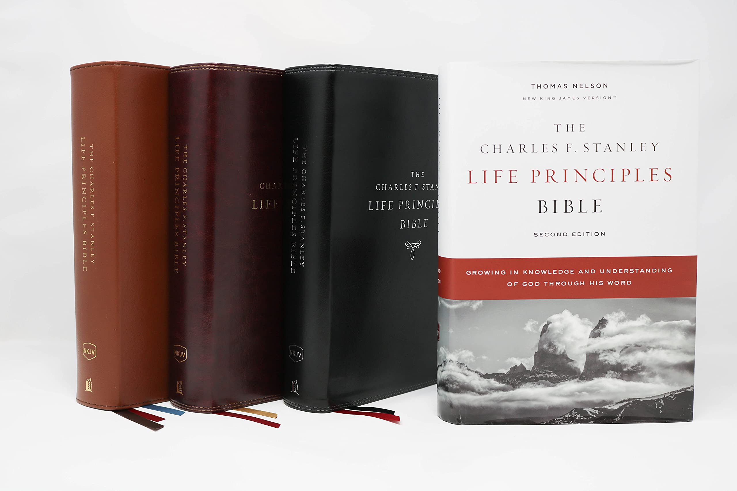 The NKJV, Charles F. Stanley Life Principles Bible, 2nd Edition, Leathersoft, Burgundy, Comfort Print: Growing in Knowledge and Understanding of God Through His Word used book depot
