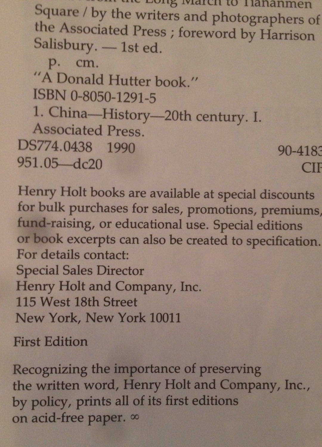 China: From the Long March to Tiananmen Square used book depot