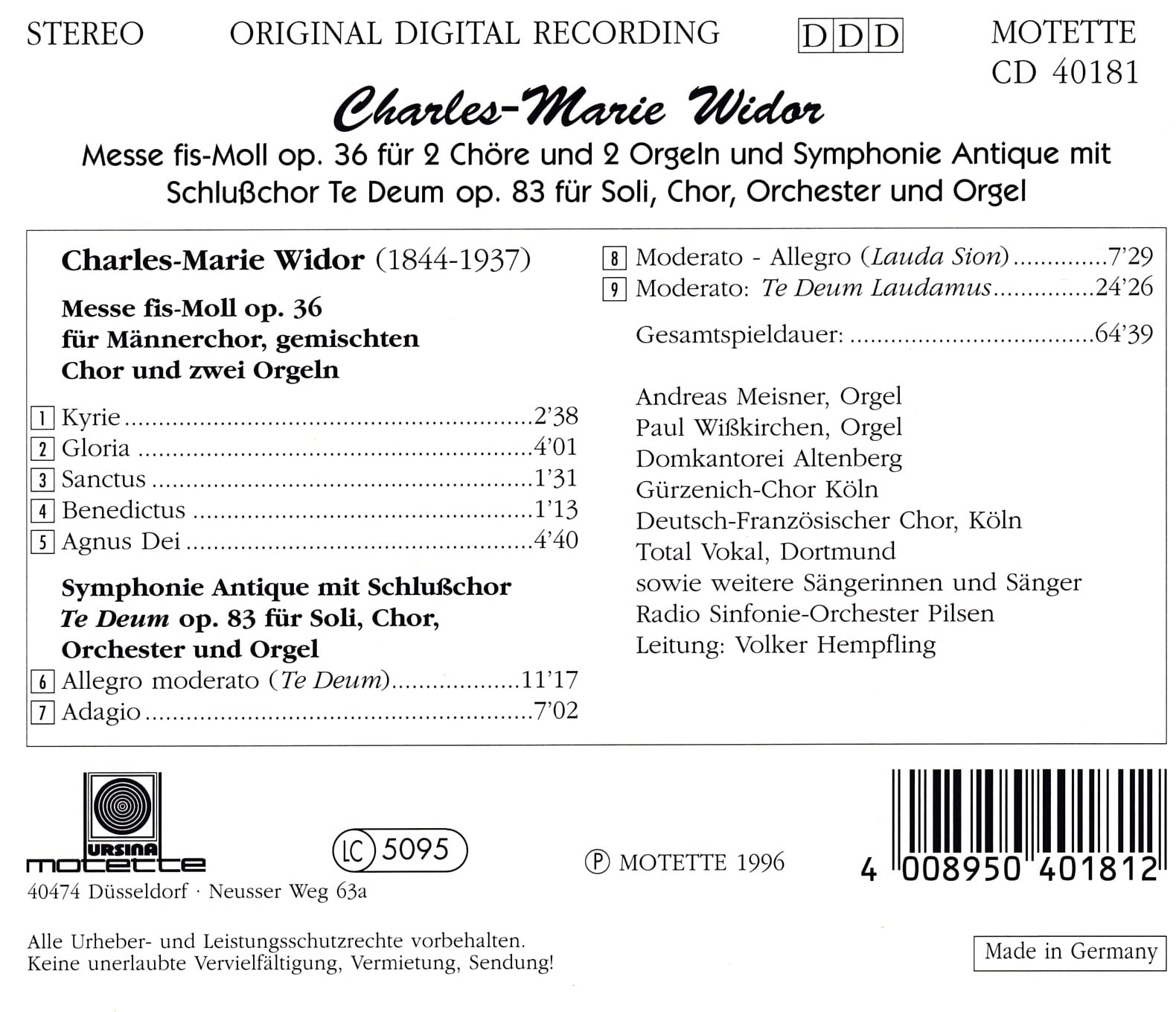Messe Fis Op.36 / Symphonie used book depot