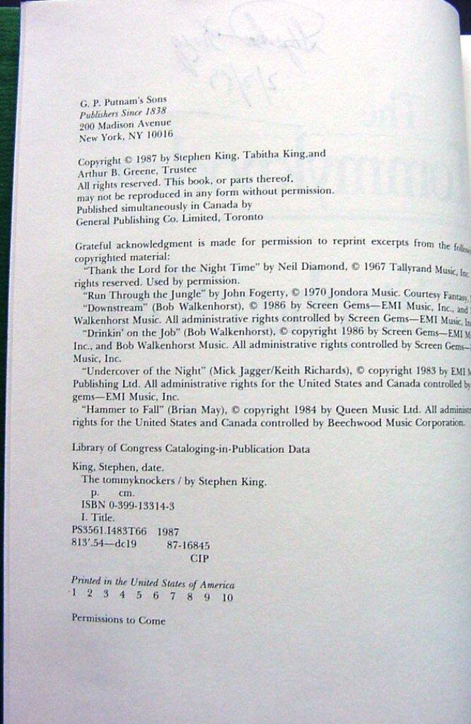 The Tommyknockers used book depot