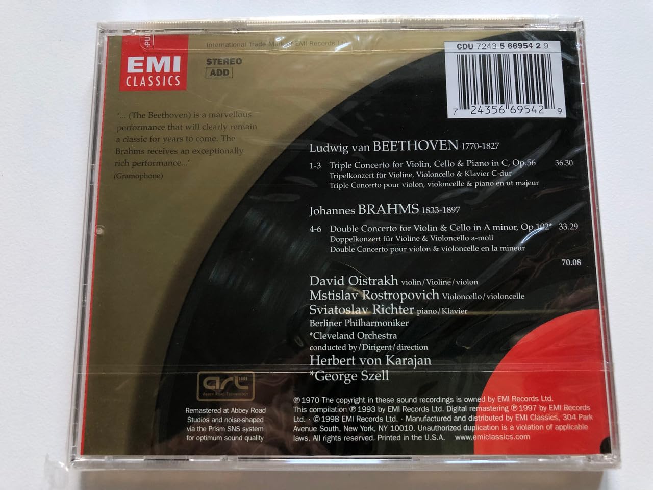 Beethoven: Triple Concerto / Brahms: Double Concerto used book depot