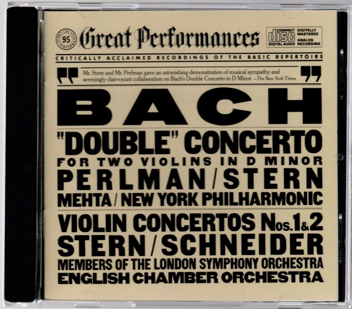 Bach: Double Concerto For Two Violins In D Minor, Violin Concertos Nos. 1 & 2 (CBS Great Performances) used book depot