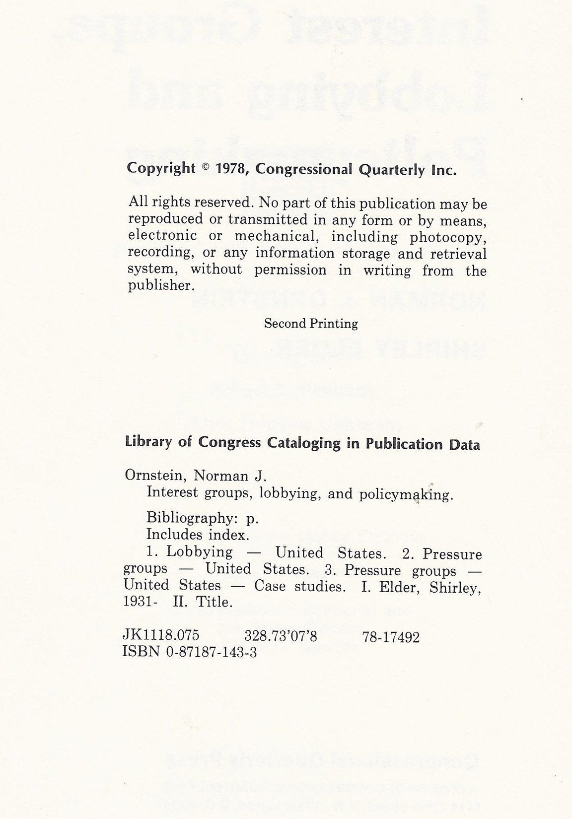 Interest Groups, Lobbying, and Policymaking used book depot