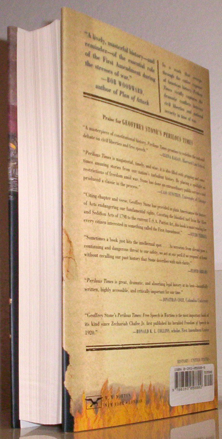 Perilous Times: Free Speech In Wartime : From The Sedition Act Of 1798 To The War On Terrorism used book depot
