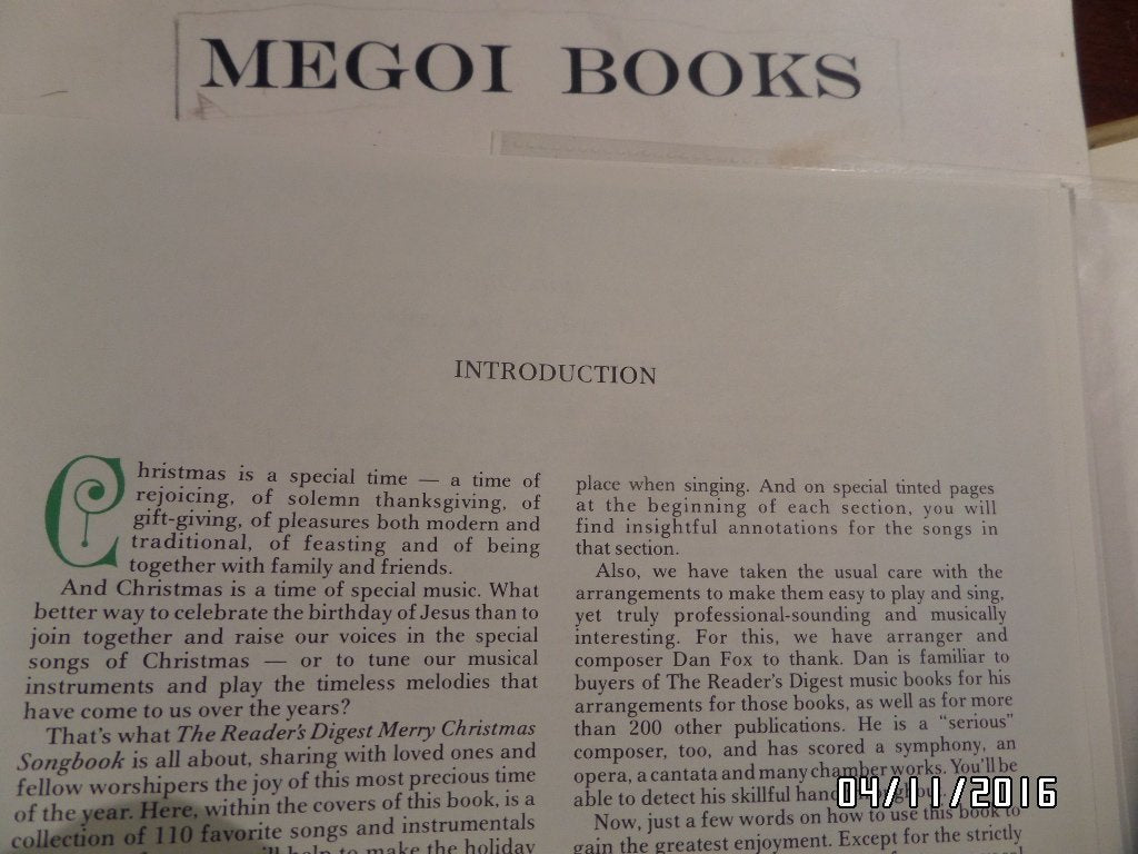 The Reader's Digest Merry Christmas Songbook used book depot