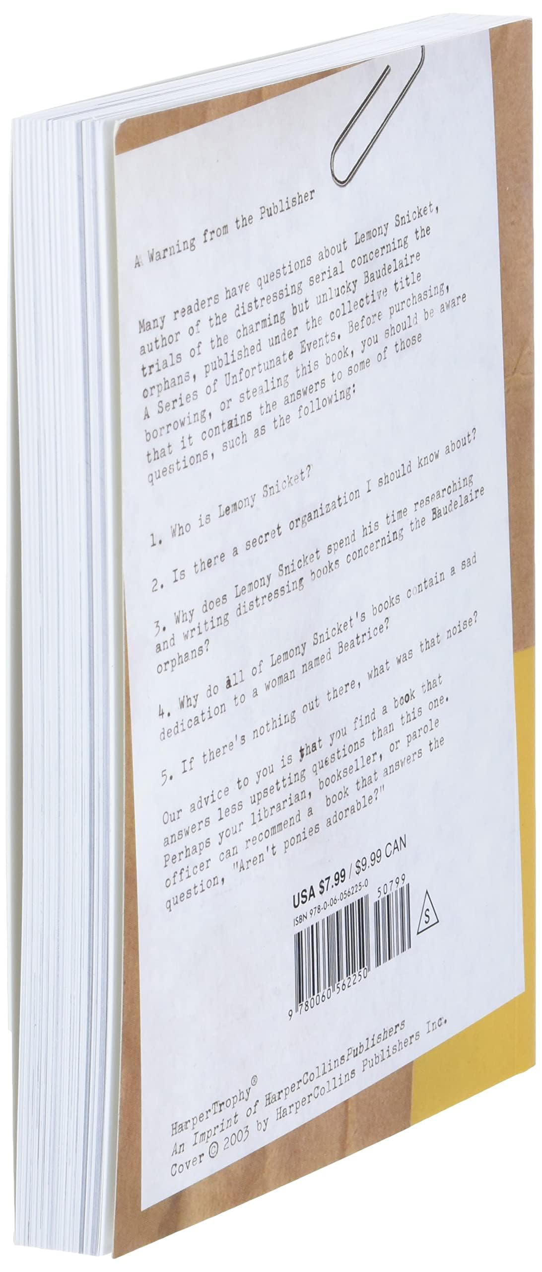 Lemony Snicket: The Unauthorized Autobiography (A Series of Unfortunate Events) used book depot