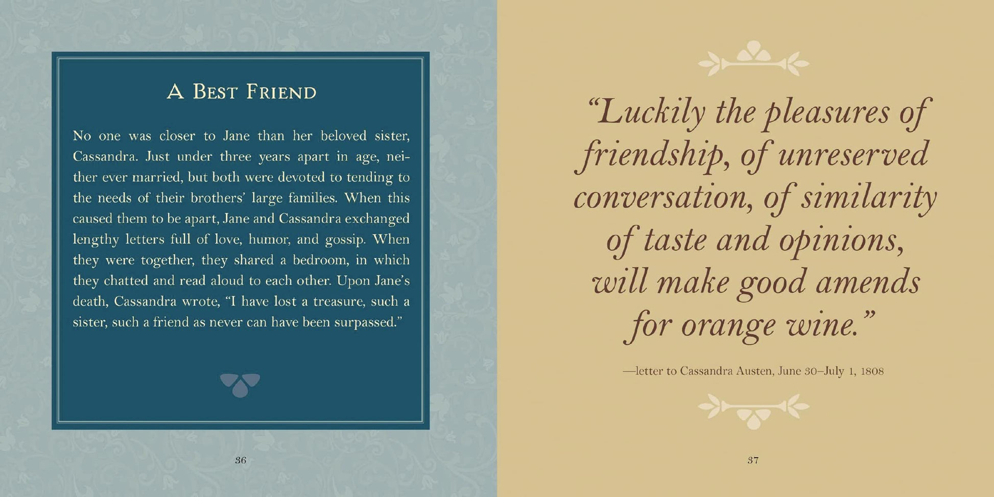 A page from "The Wit and Wisdom of Jane Austen: A Treasure Trove of 175 Quips from a Beloved Writer" discussing friendship.