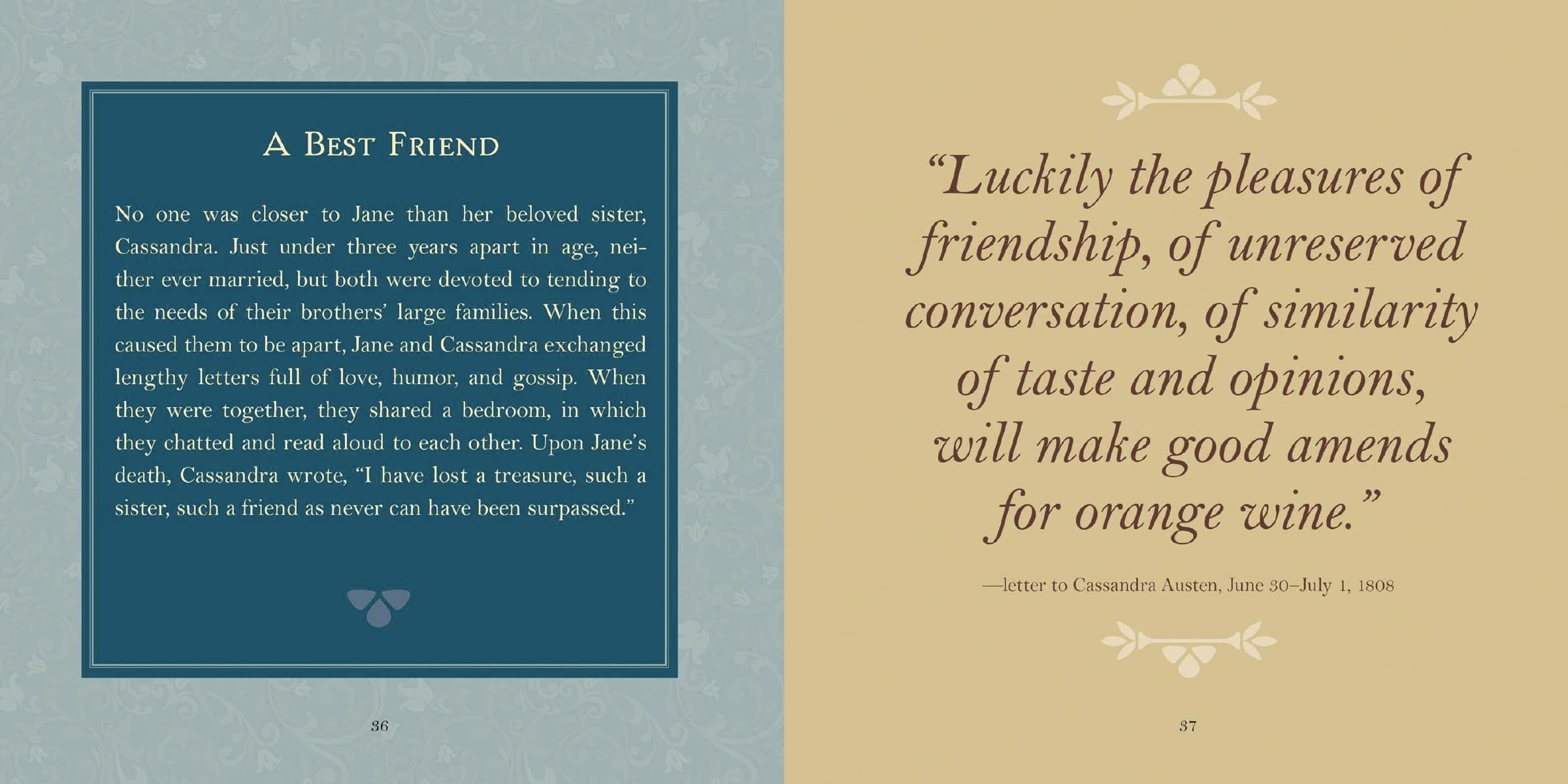 A page from "The Wit and Wisdom of Jane Austen: A Treasure Trove of 175 Quips from a Beloved Writer" discussing friendship.