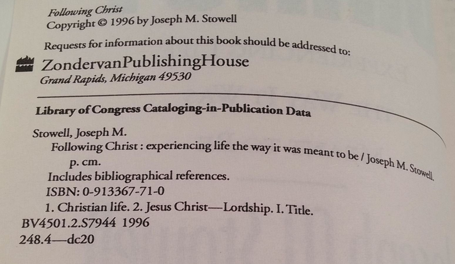 Following Christ: Experiencing Life the Way It Was Meant to Be used book depot