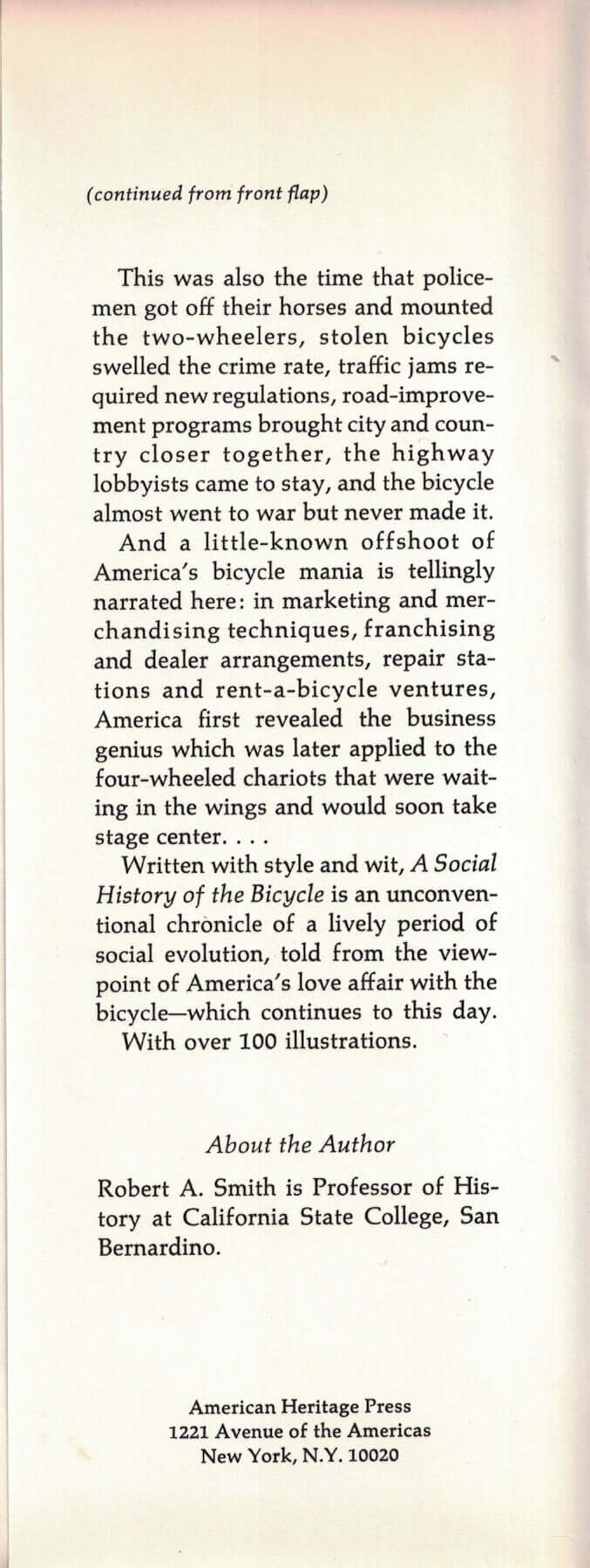 A Social Hstory of the Bicycle: Its Early Life and Times in America, used book depot