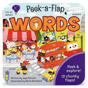 Peek-a-Flap Words Lift-a-Flap Board Book for Curious Minds and Little Learners; Ages 1-5 used book depot