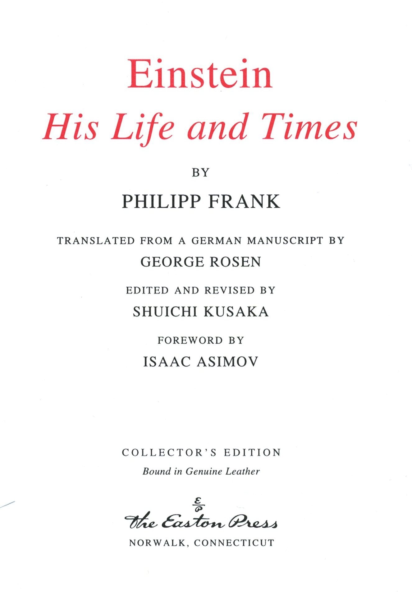 Einstein: His life and times used book depot