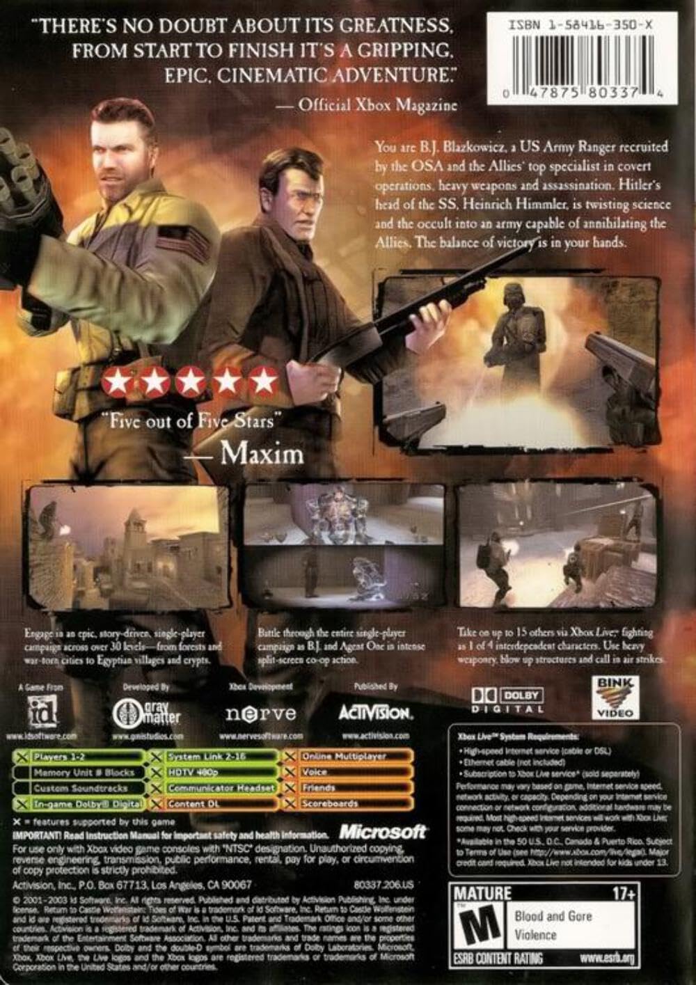 Return to Castle Wolfenstein: Tides of War - Xbox used book depot