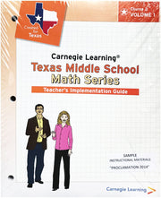 Carnegie Learning Texas Middle School Math Series Course 2 Teacher's Implementation Guide Volumes 1 & 2 used book depot