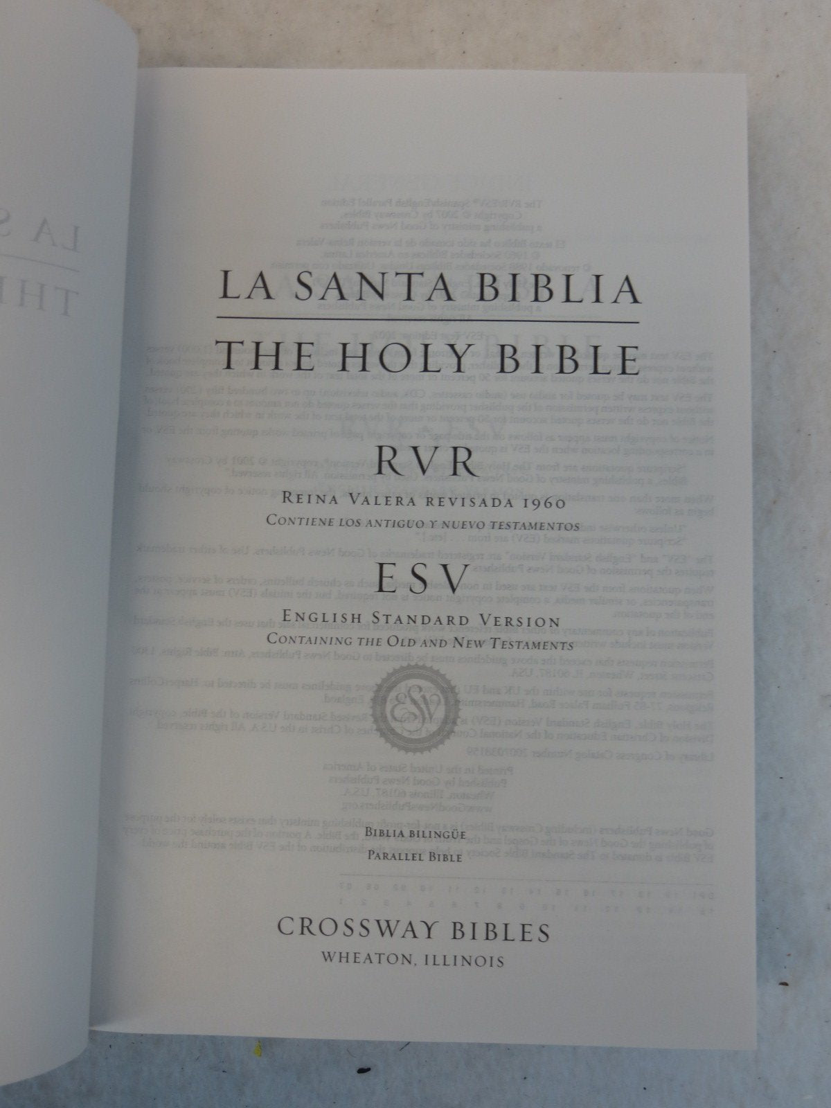 ESV Spanish/English Parallel Bible: , Black (La Santa Biblia RVR / The Holy Bible ESV): Hardcover, Black used book depot