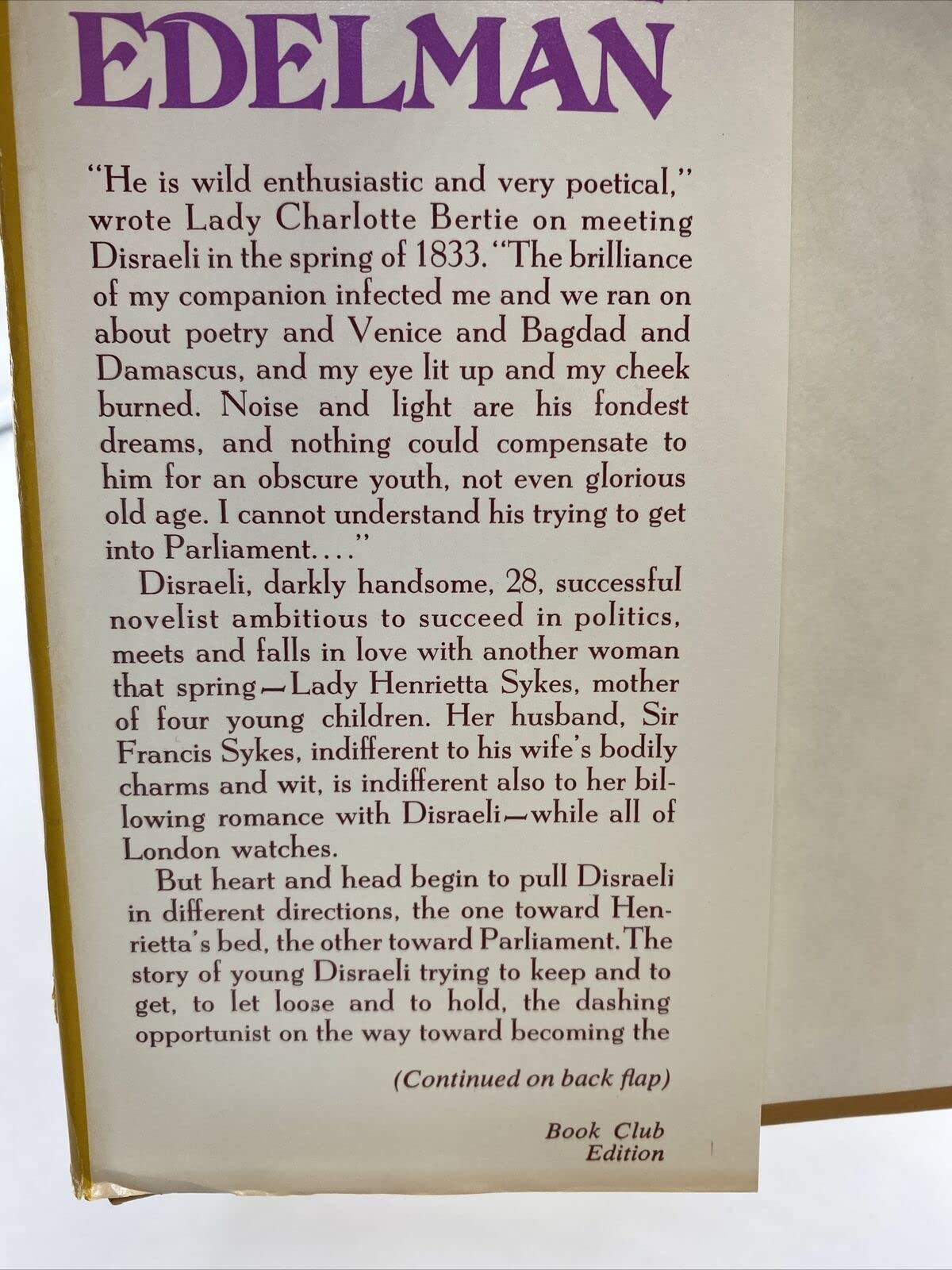 Disraeli in love used book depot