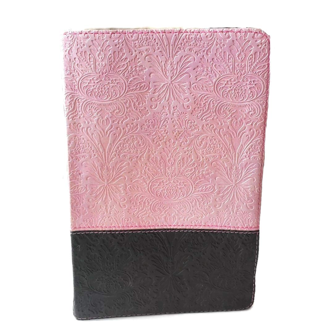 Holy Bible NLT, Personal Size Large Print edition, TuTone (Red Letter, LeatherLike, Pink/Brown) used book depot
