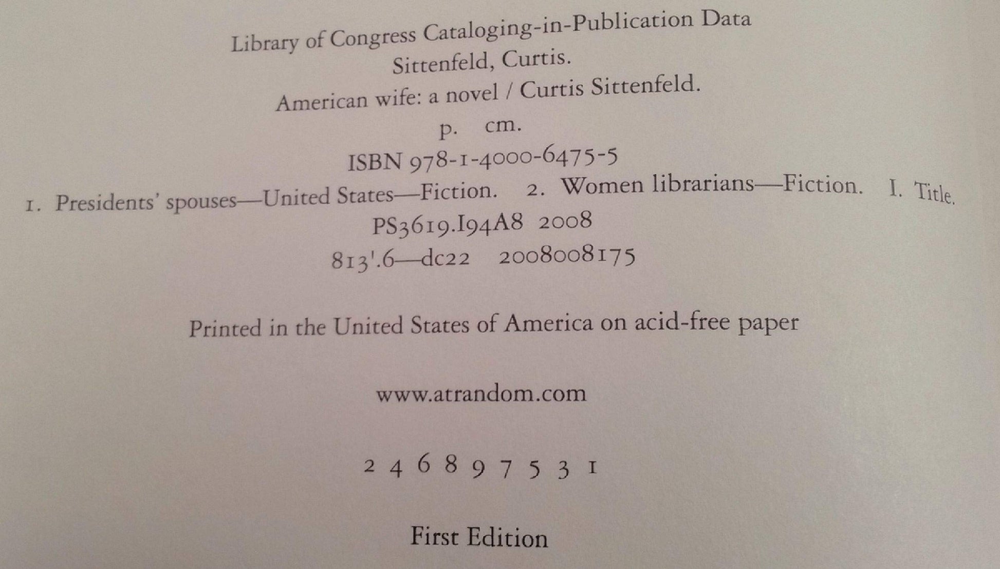 American Wife: A Novel used book depot