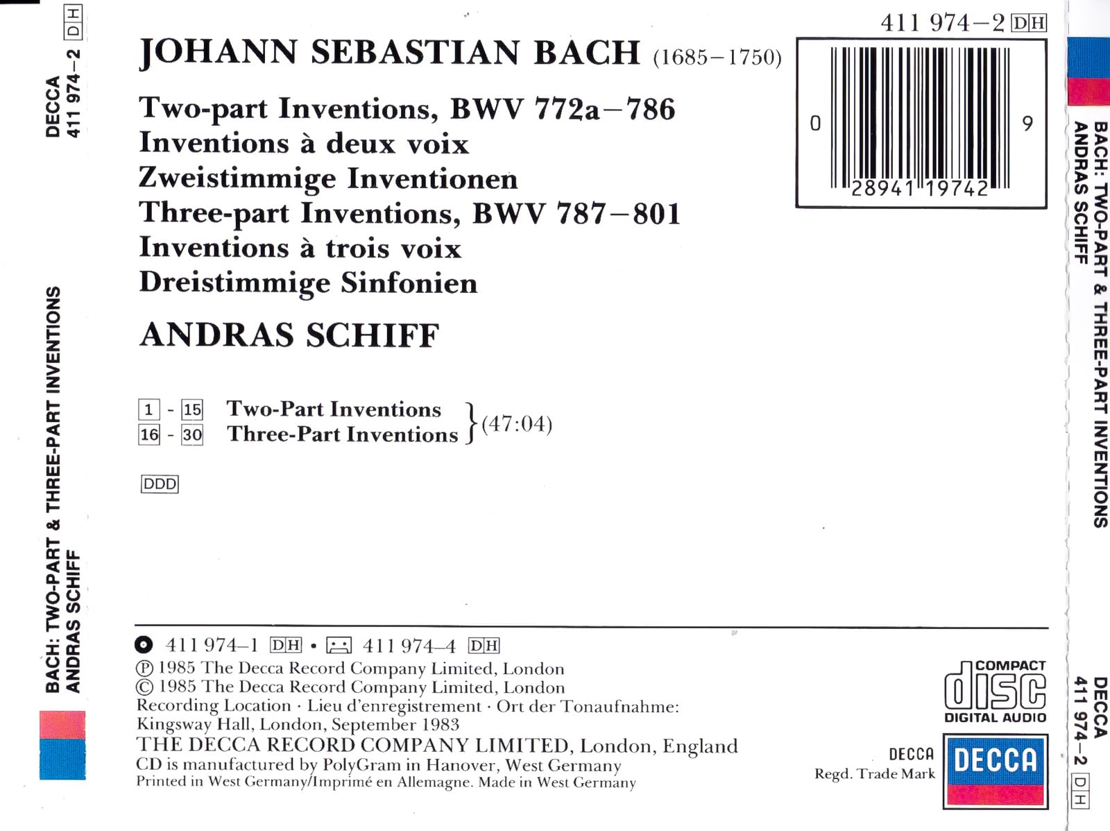 J. S. Bach: Two Part Inventions & Three Part Inventions used book depot