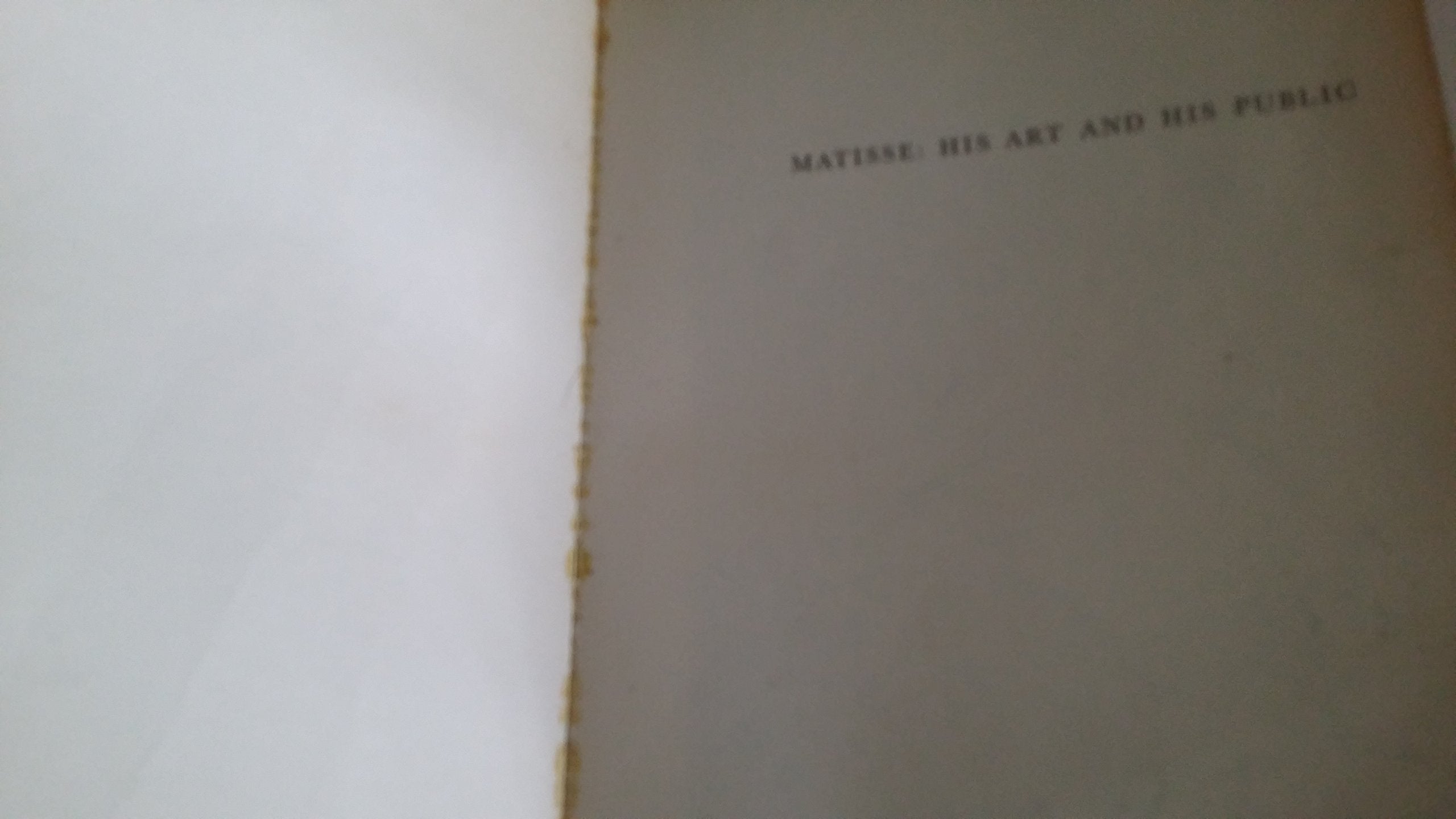 Matisse: His Art and His Public