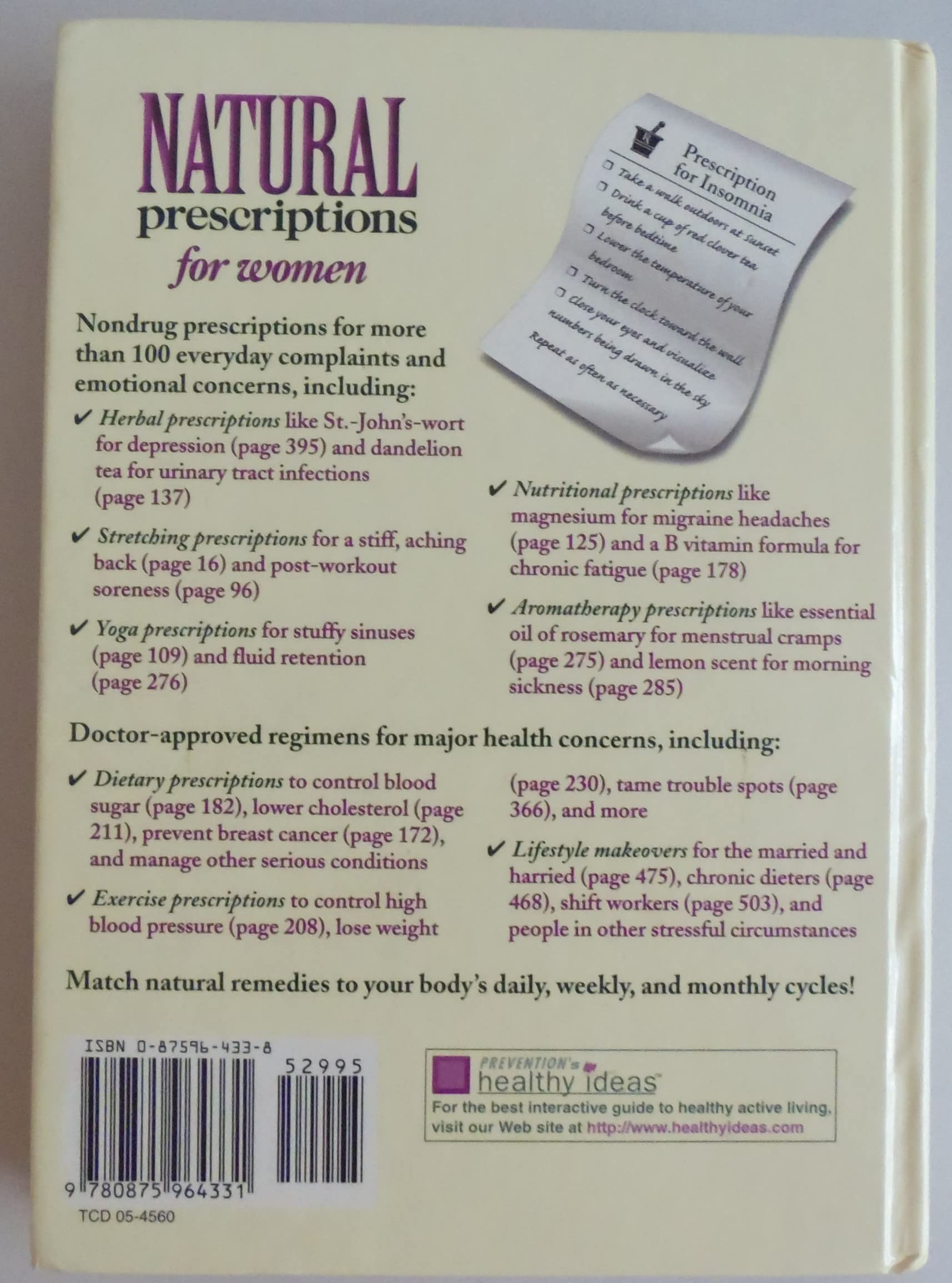 Natural Prescriptions for Women: What to Do-and When to Do It-to Solve Dozens of Female Health Problems-Without Drugs used book depot