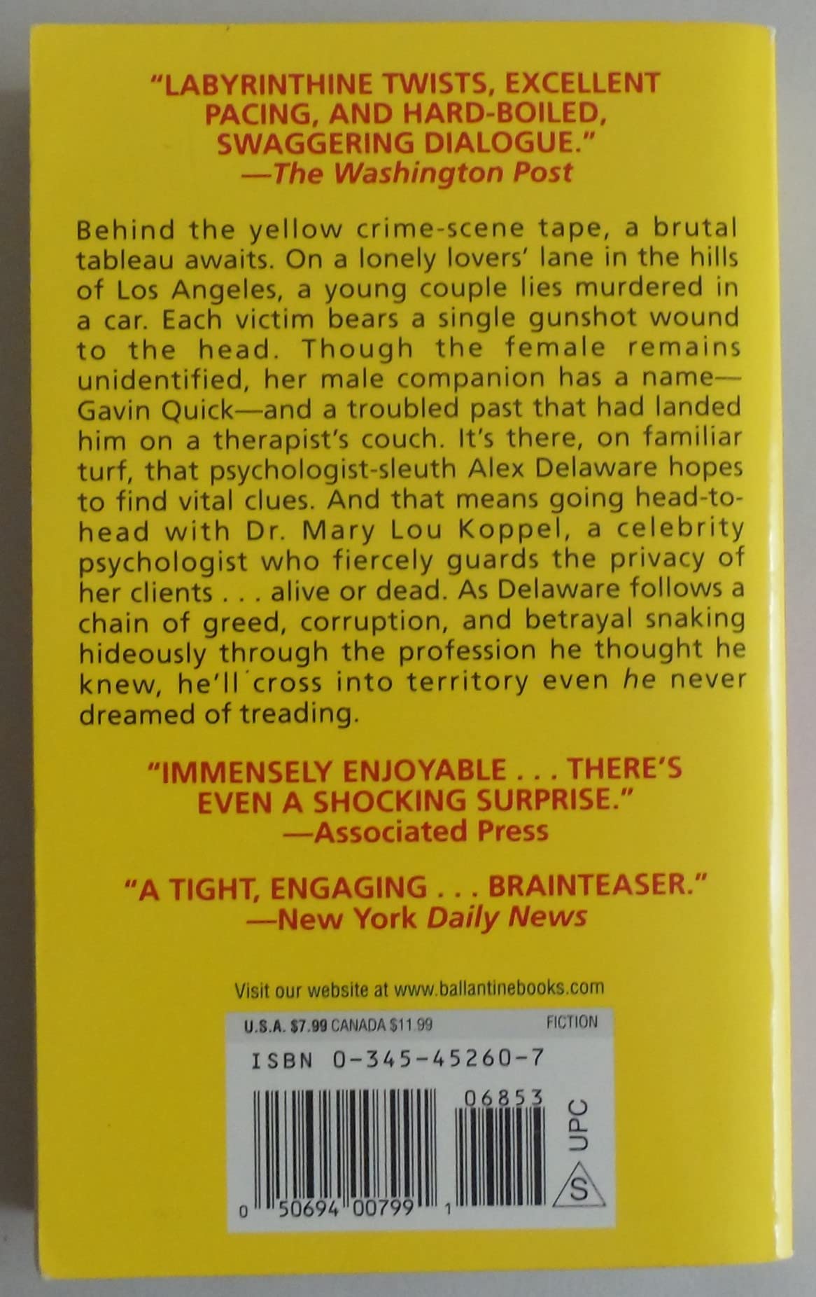 Therapy (Alex Delaware) used book depot