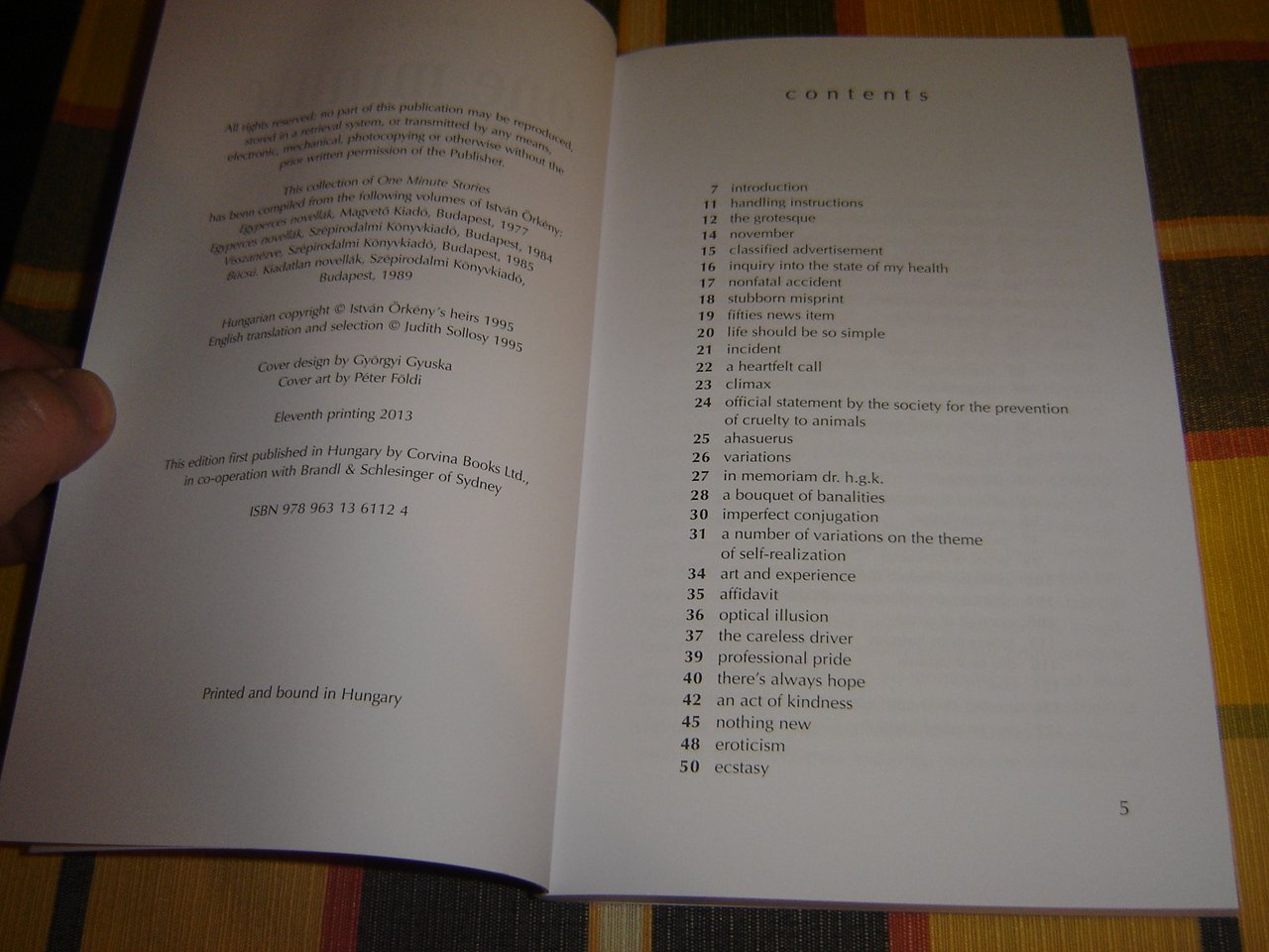 One Minute Stories by Istvan Orkeny / Selected and Translated by Judith Sollosy