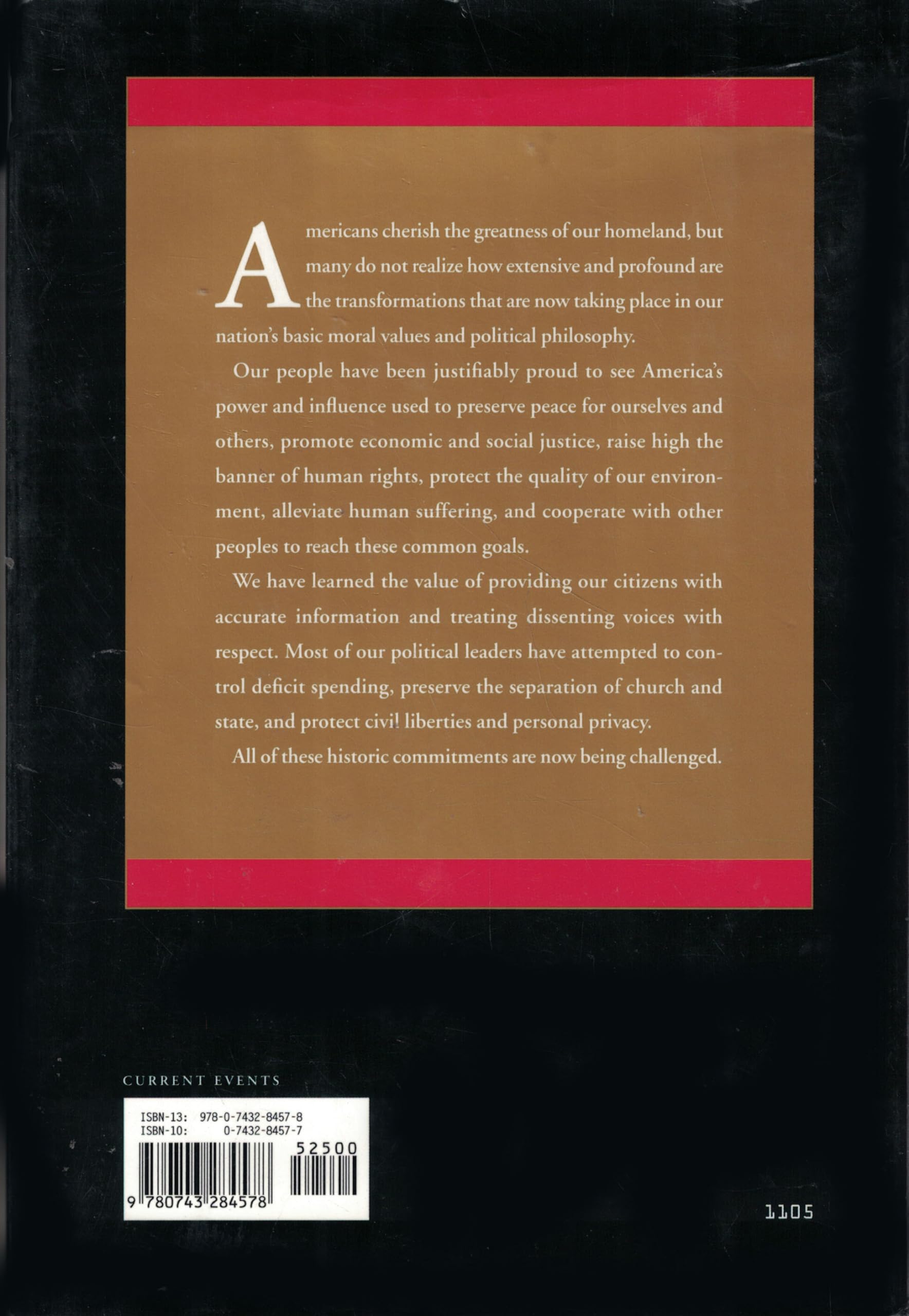 Our Endangered Values: America's Moral Crisis used book depot