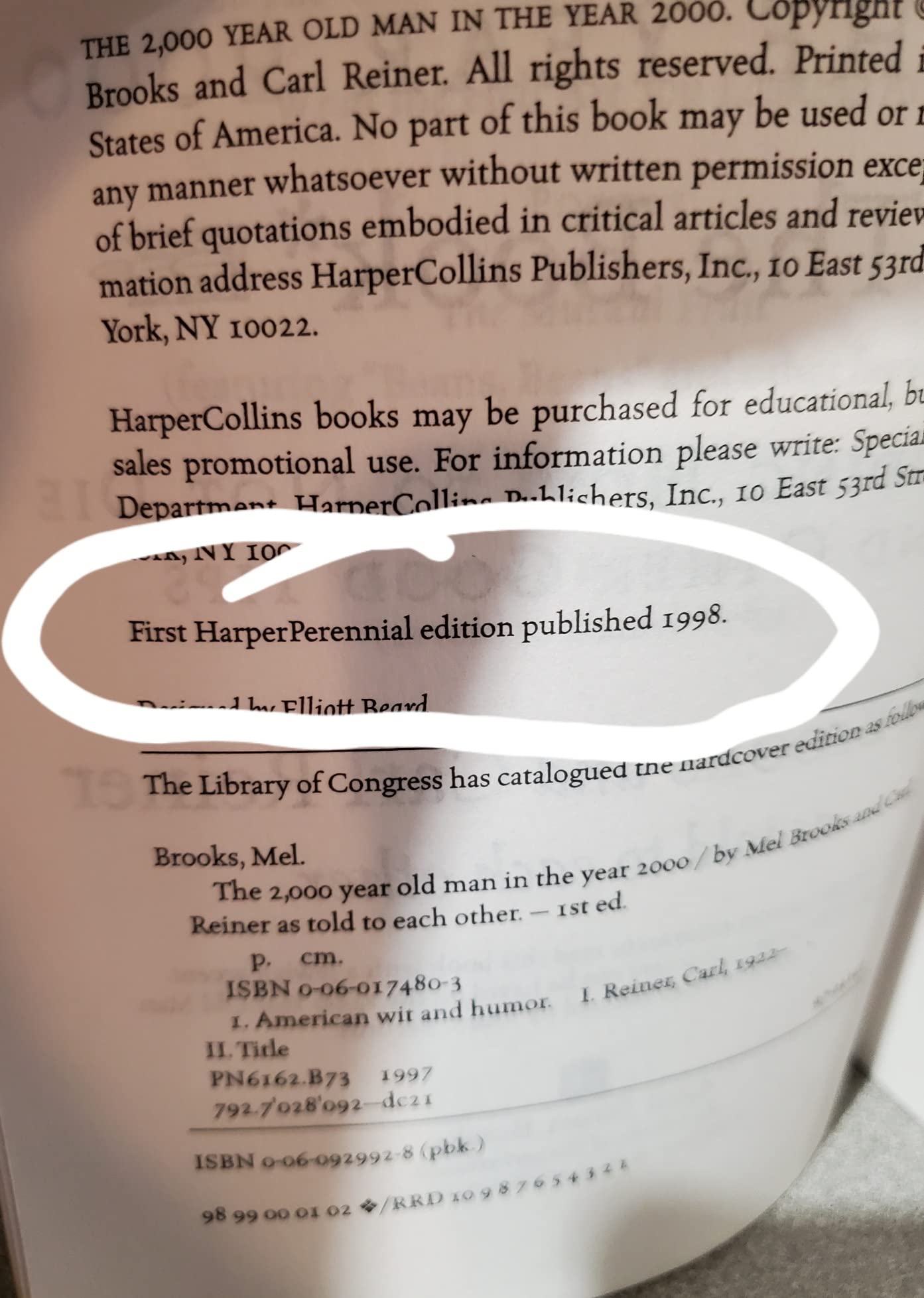 The 2000 Year Old Man in the Year 2000: The Book used book depot