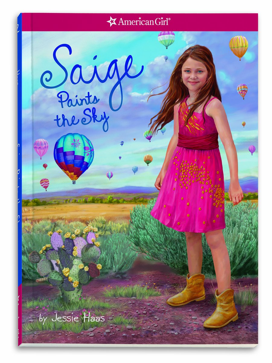 Cover of Saige Paints the Sky (American Girl, 2) featuring Saige and colorful hot air balloons.