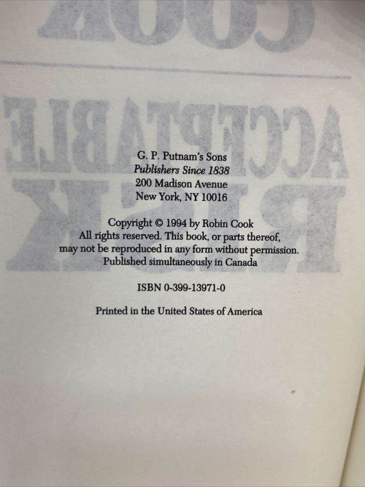 Acceptable Risk used book depot