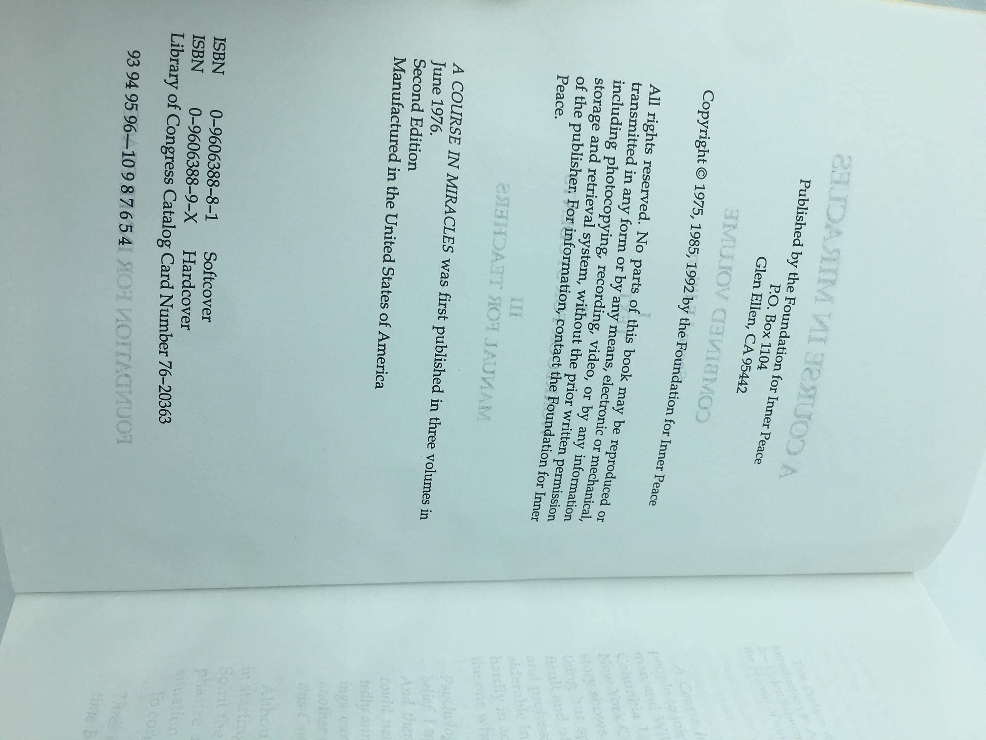 A Course in Miracles, Combined Volume: Text, Workbook for Students, Manual for Teachers, 2nd Edition