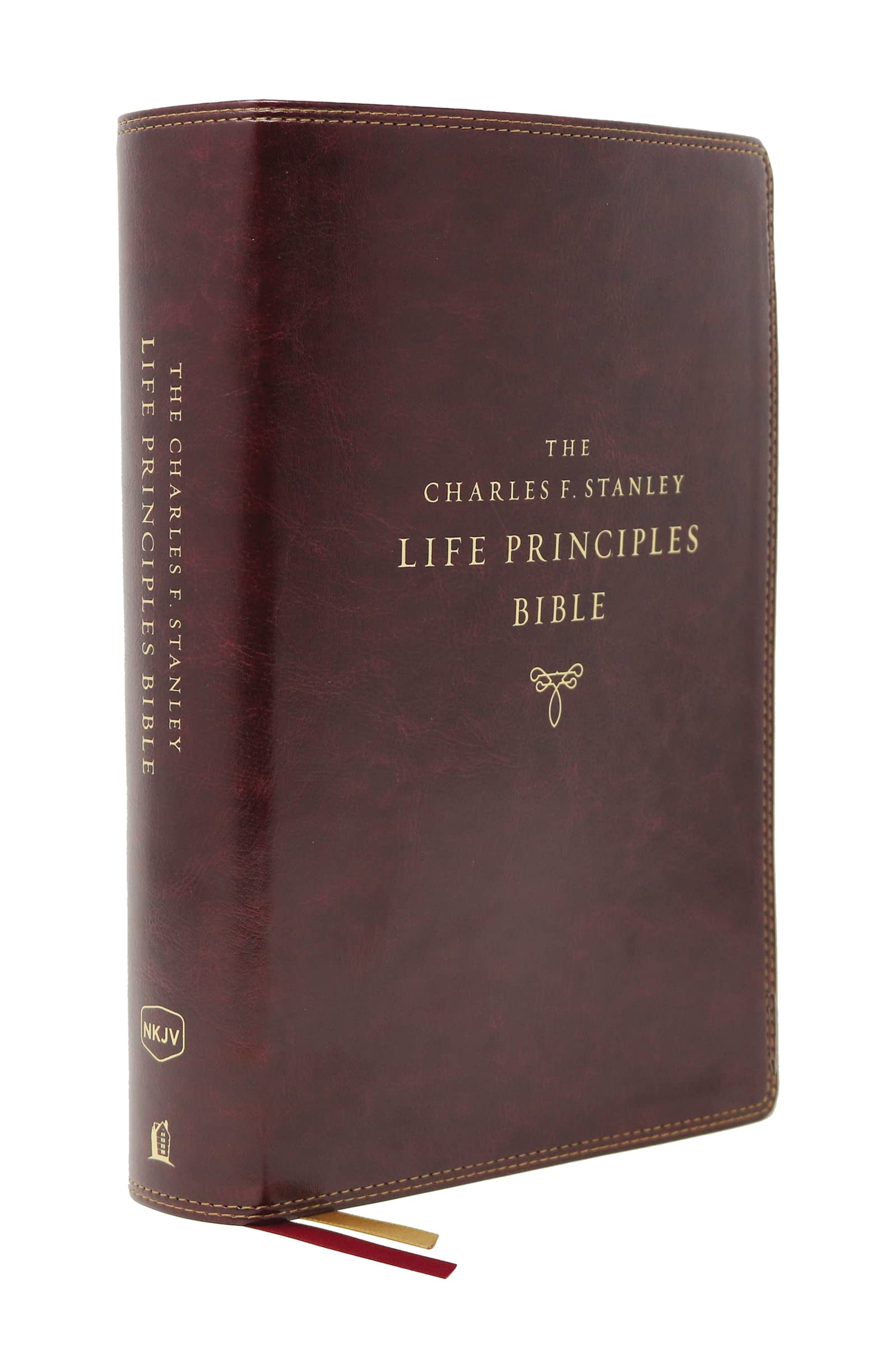 The NKJV, Charles F. Stanley Life Principles Bible, 2nd Edition, Leathersoft, Burgundy, Comfort Print: Growing in Knowledge and Understanding of God Through His Word used book depot