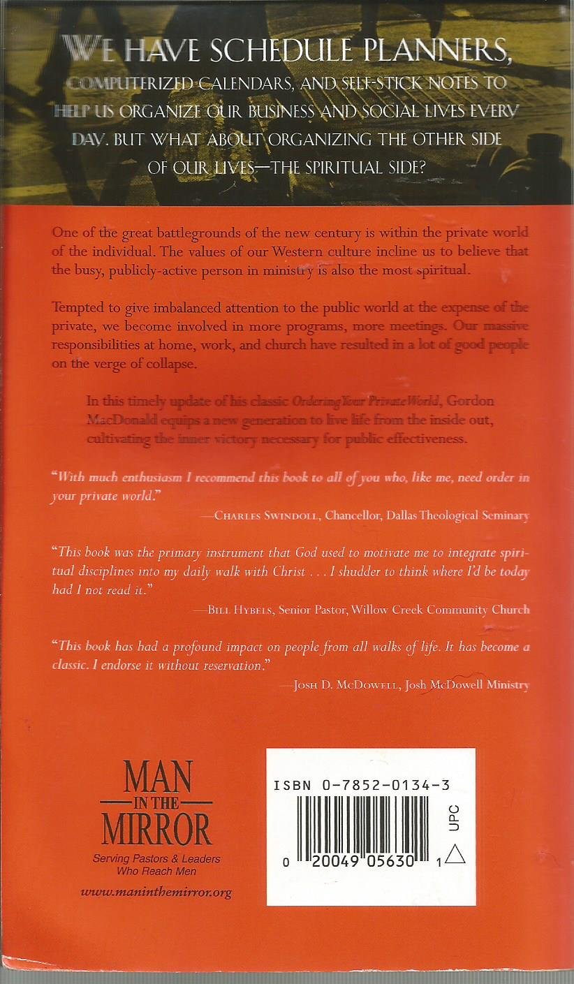 Ordering Your Private World - Man in the Mirror Edition - includes Study Guide used book depot