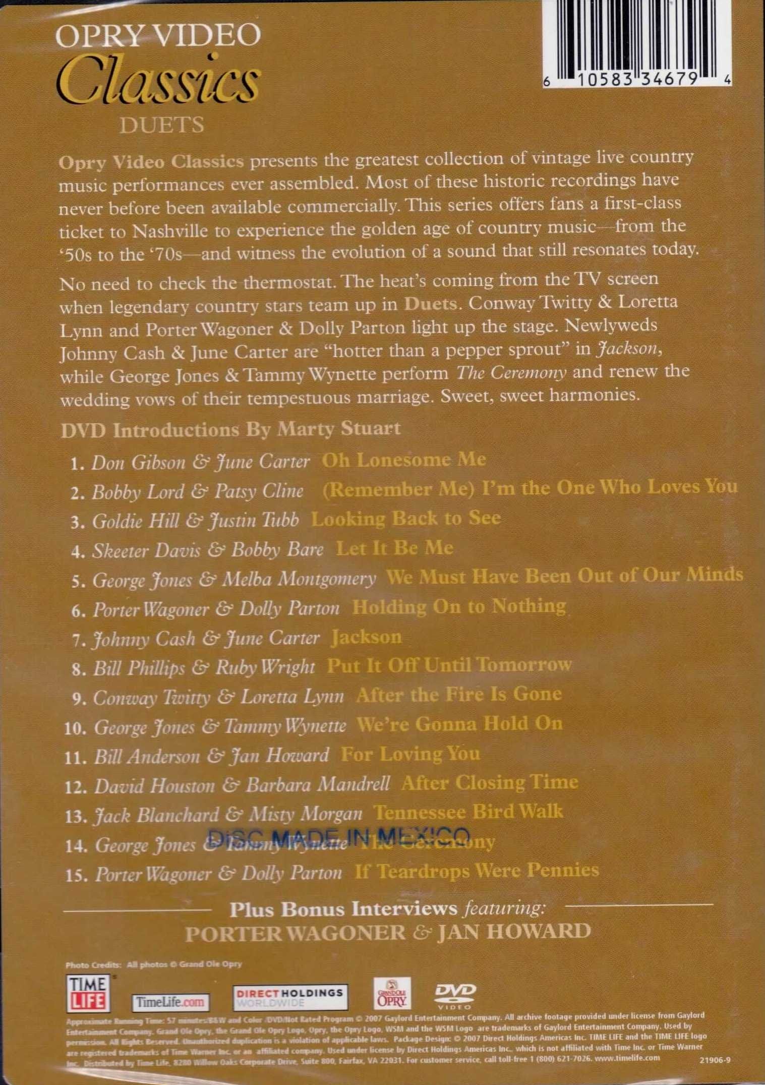 Opry Video Classics Duets ~ Conway Twitty & Loretta Lynn Porter Wagoner & Dolly Parton George Jone & Tammy Wynette & More used book depot