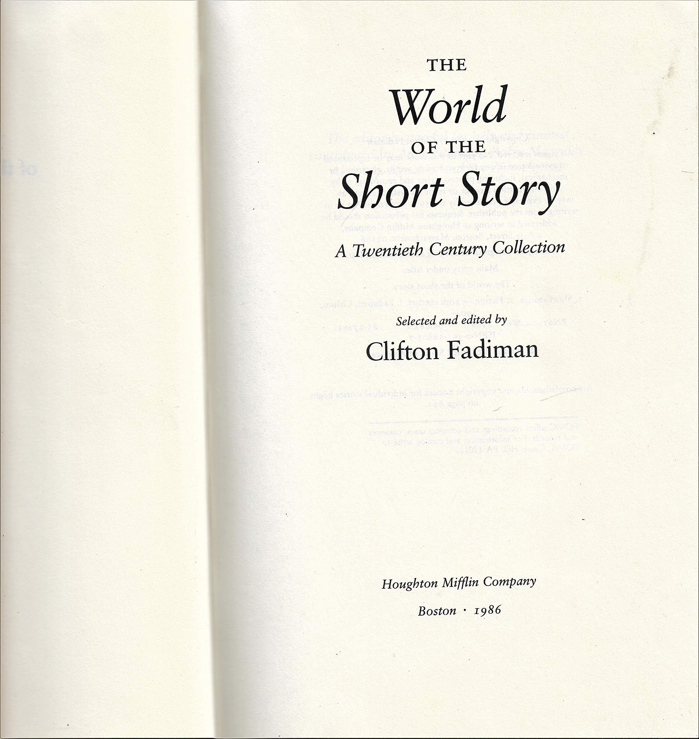 The World of the Short Story: A 20th Century Collection