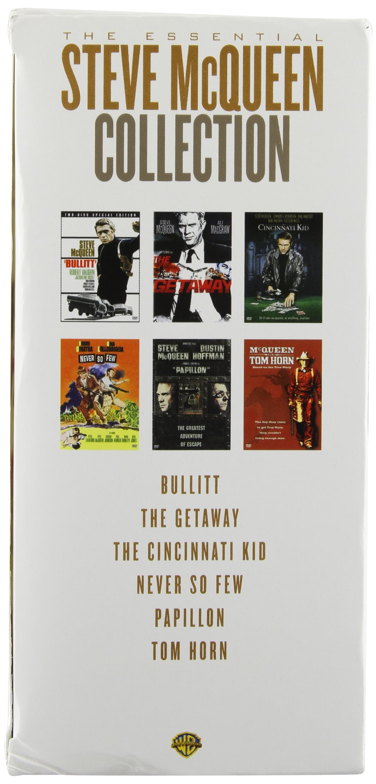 The Essential Steve McQueen Collection (Bullitt Two-Disc Special Edition / The Getaway Deluxe Edition / The Cincinnati Kid / Papillon / Tom Horn / Never So Few) used book depot