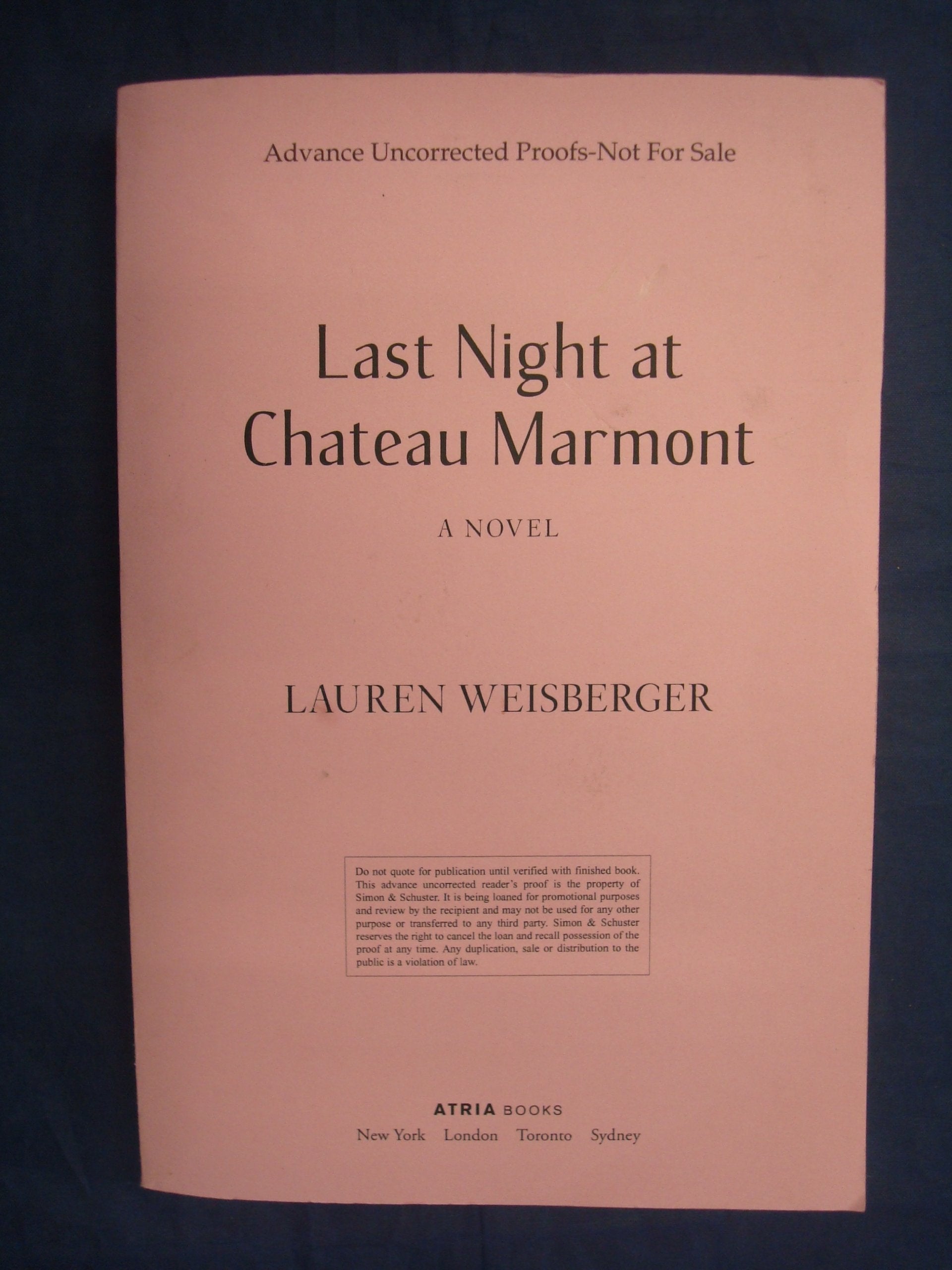 Last Night at Chateau Marmont: A Novel used book depot