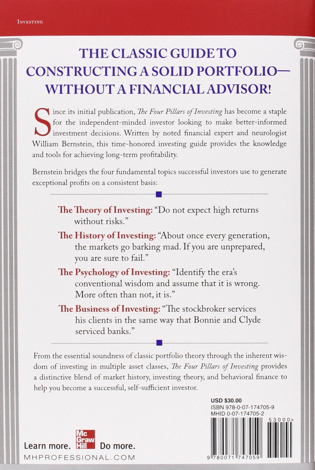 The Four Pillars of Investing: Lessons for Building a Winning Portfolio used book depot