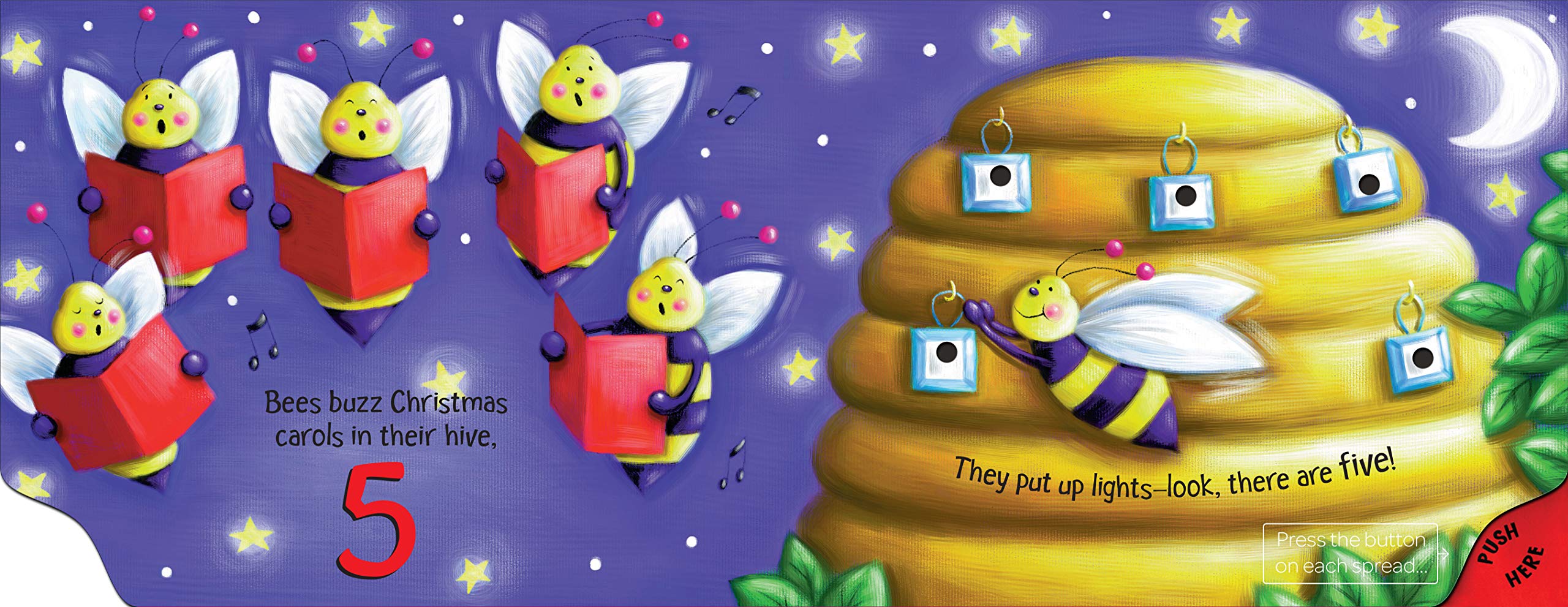 Bendon Piggy Toes Press Ten Christmas Lights Light Up Storybook 56724, Multicolor