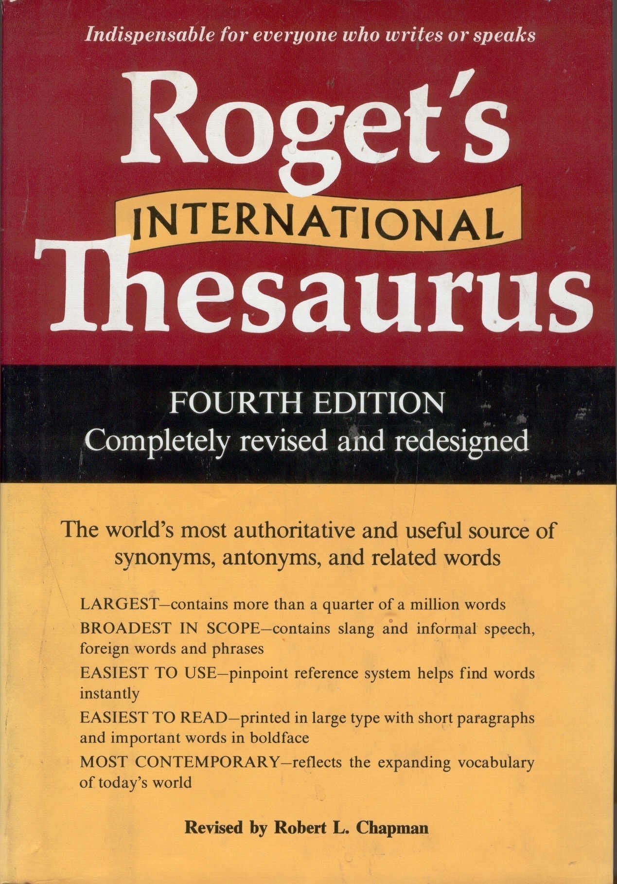 Roget's International Thesaurus-Fourth Edition, Completely Revised and Redesigned used book depot