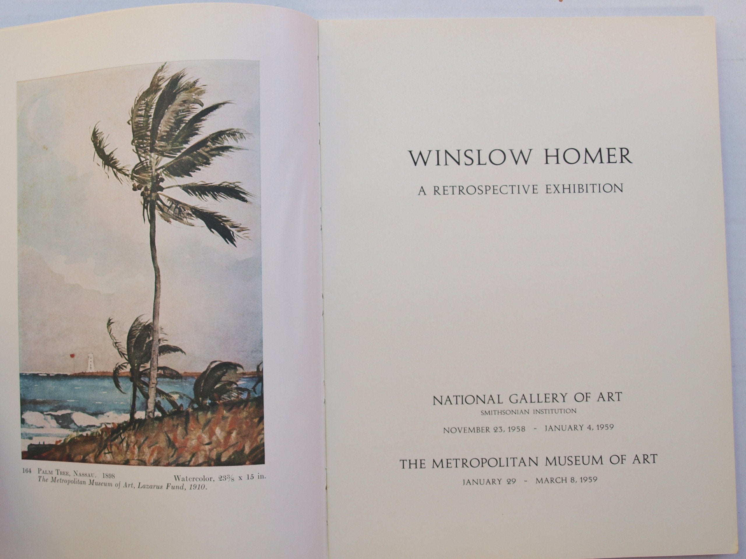 WINSLOW HOMER: A Retrospective Exhibition. Nov. 1958-Jan. 1959. Text by A. Ten Eyck Gardner. used book depot