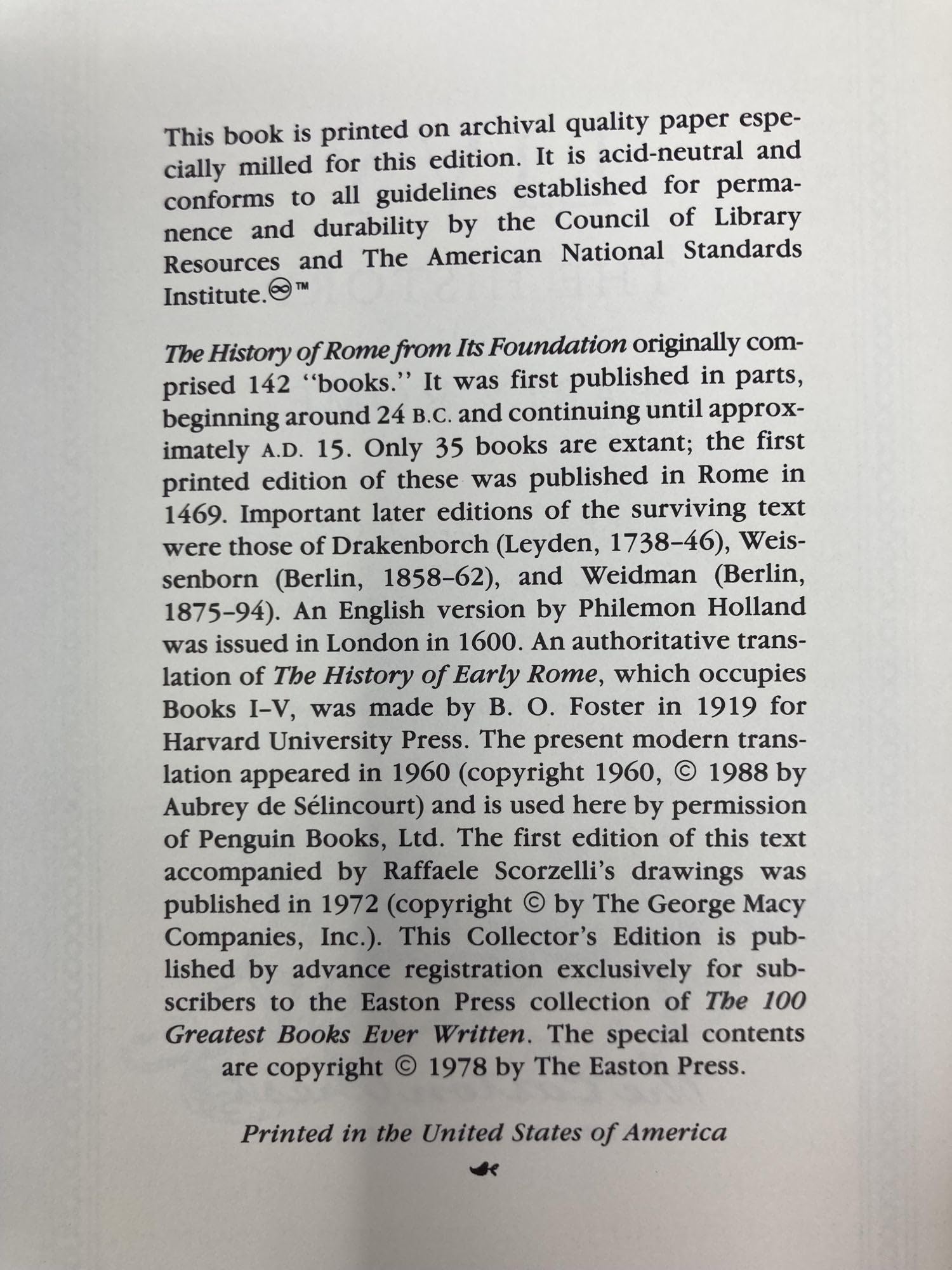 HISTORY OF EARLY ROME Easton Press used book depot