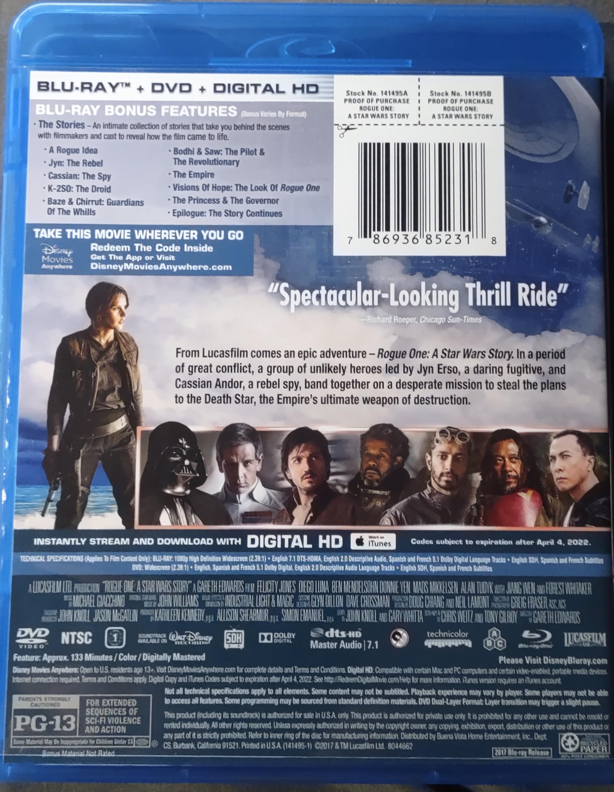 Rogue One: A Star Wars Story [Blu-ray+DVD+Digital HD] used book depot