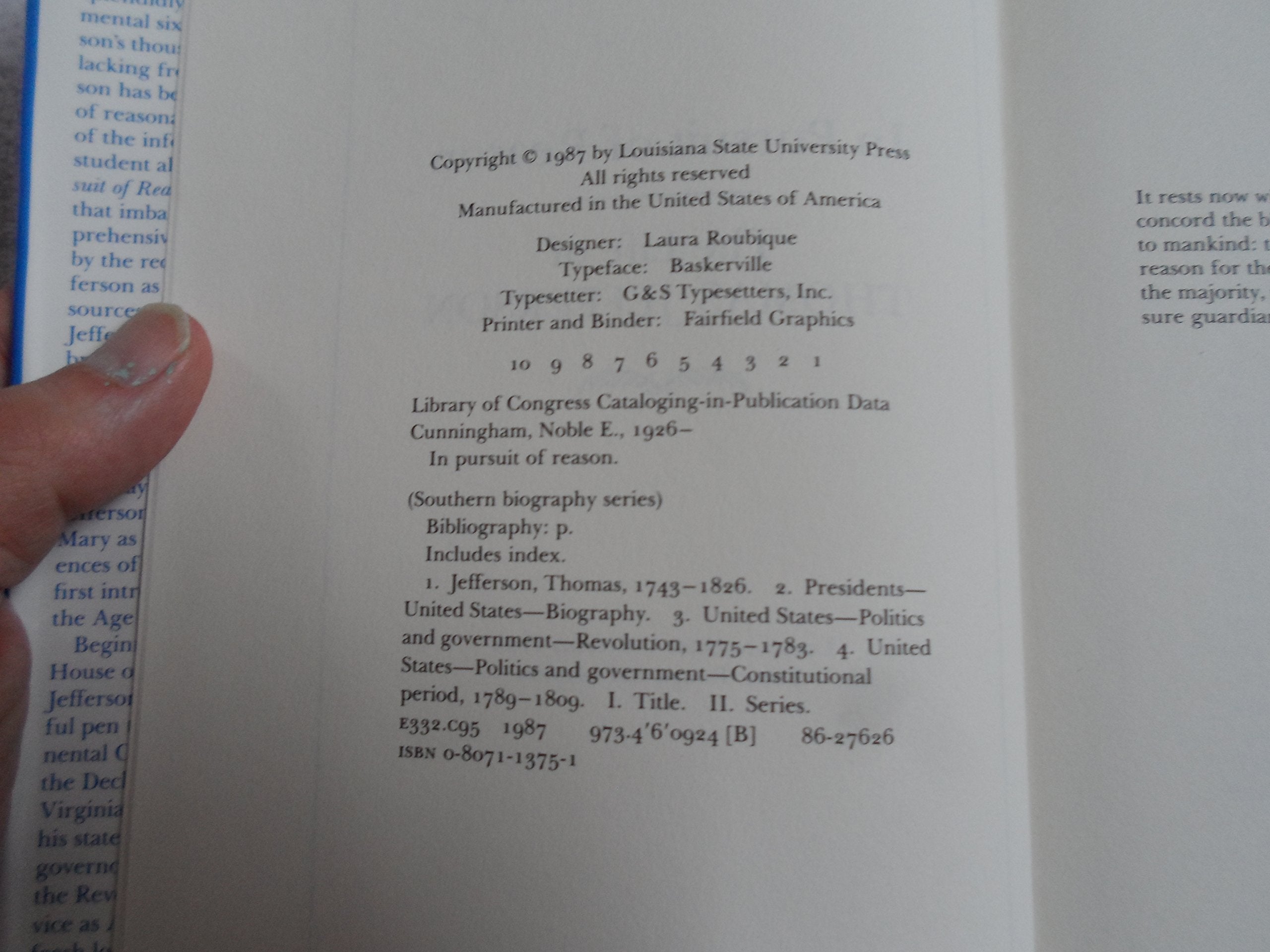 In Pursuit of Reason: The Life of Thomas Jefferson (Southern Biography Series)