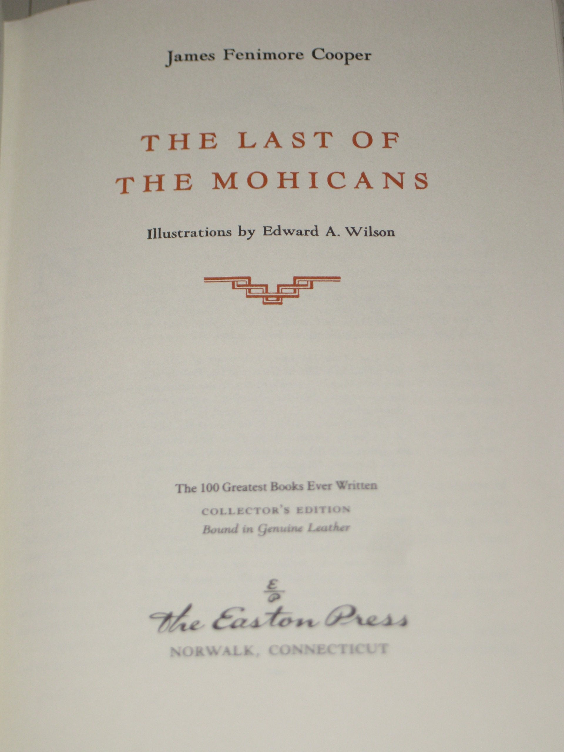 The Last of the Mohicans. Illustrated by Edward A. Wilson. used book depot