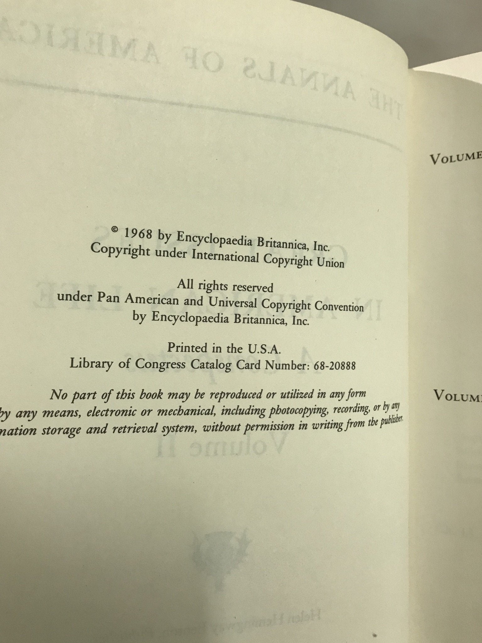 THE ANNALS OF AMERICA: GREAT ISSUES IN AMERICAN LIFE, A CONSPECTUS - VOLUME 2