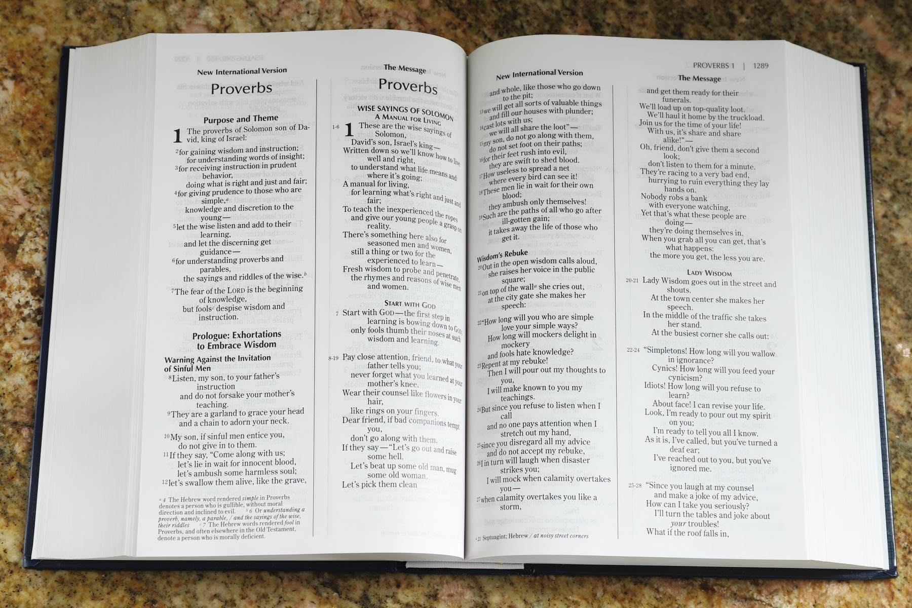 NIV, The Message, Parallel Bible, Large Print, Hardcover: Two Bible Versions Together for Study and Comparison used book depot