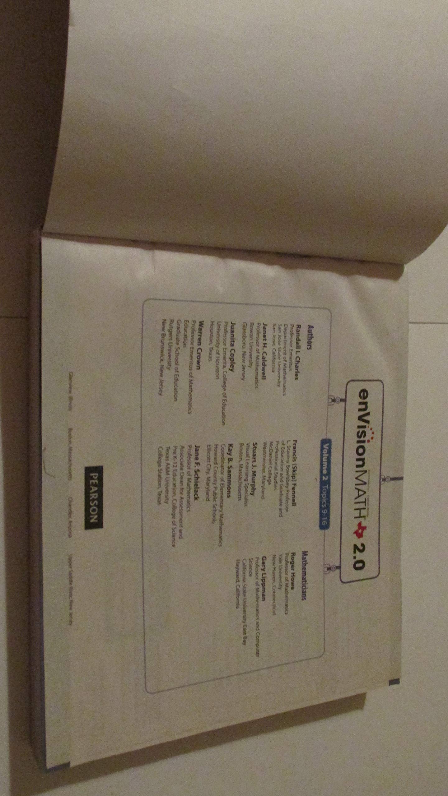 Pearson Texas, enVision MATH 2.0, Grade 2, Volume 2, Topics 9-16, 9780328767274, 0328767271